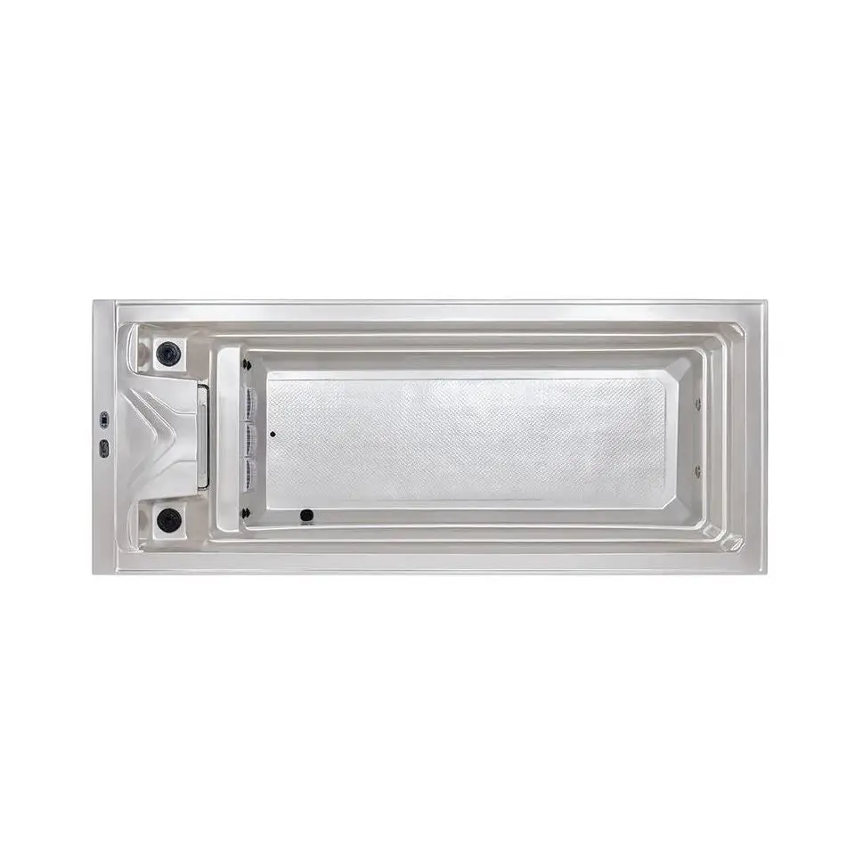PassionSpa Turbine 5 swim spa – silver finish, rectangular shape, textured interior, massage jet controls